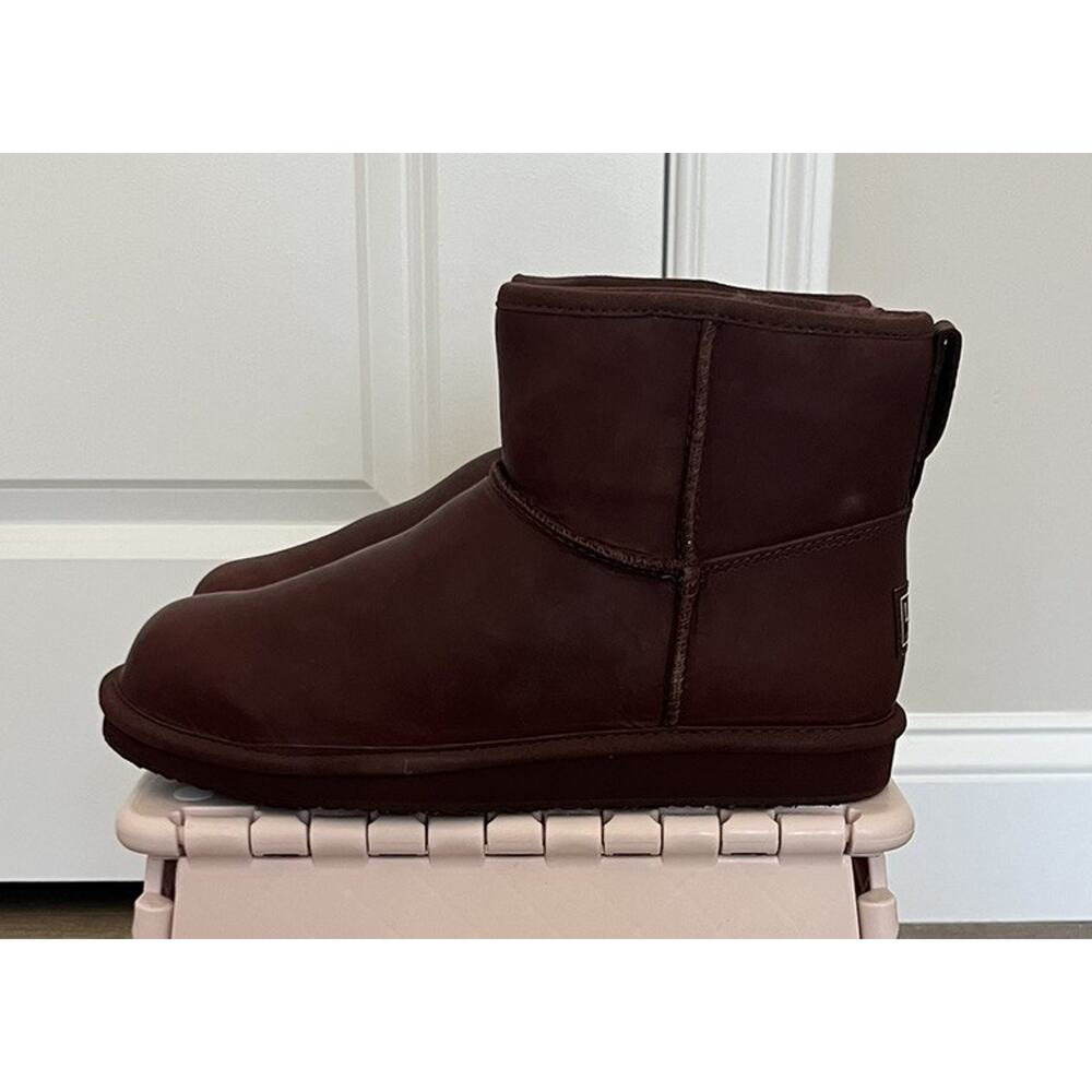 LL Bean Women's Port Red Suede Wicked Good Shearling Lined Slipper Ankle Boots 9 - Picture 3 of 8